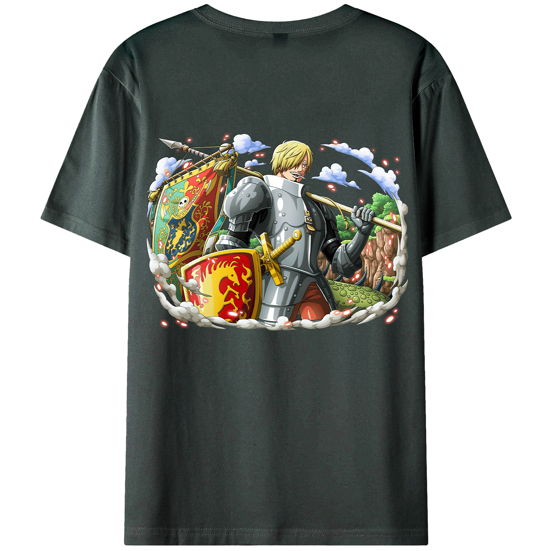 （画像用） ワンピース サンジ ONE PIECE Sanji 綿100％ メンズ半袖Tシャツ（バックプリント） 通気性